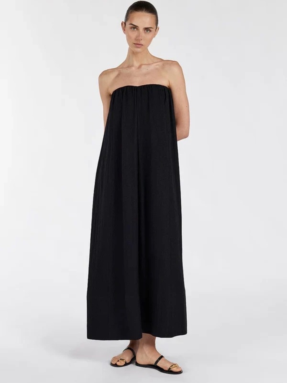 DISSH Shaniya Black Strapless Gathered Bodice Maxi Dress 2 XS